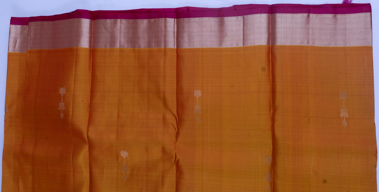 Handloom Kanjeevaram Bold Yellow Saree with Pink Patola Design