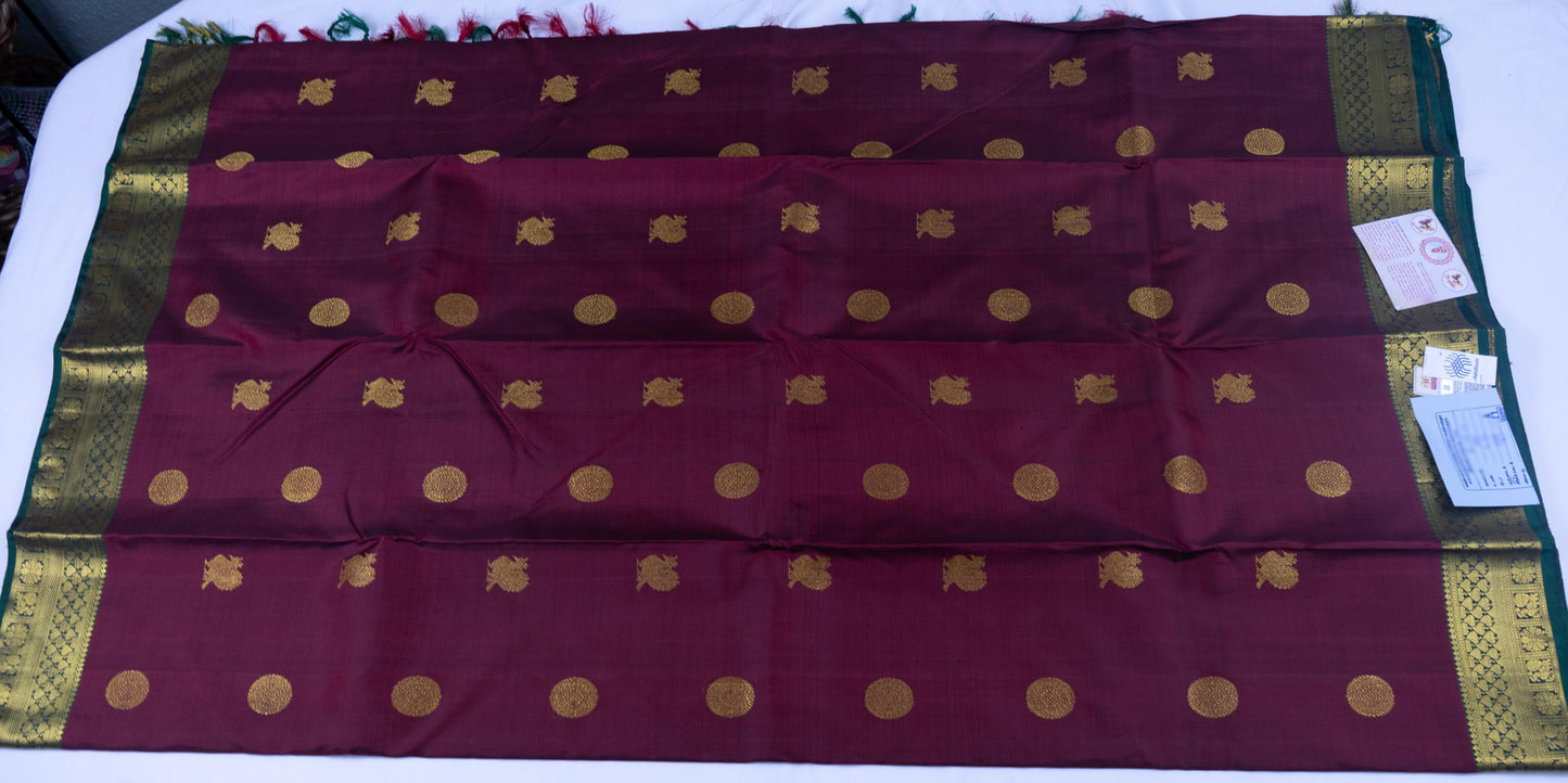 Handloom Purple Kanjeevaram Silk with Intricate Gold Work