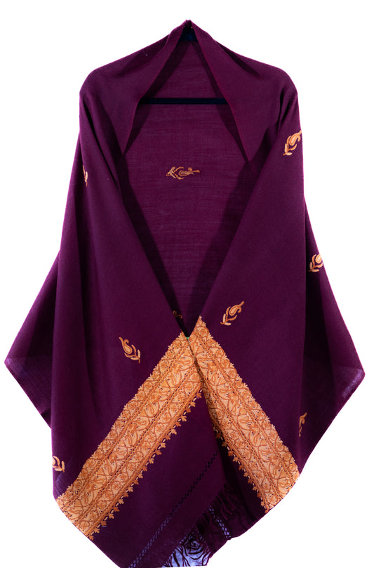 Pashmina Shawl - Purple with light Purple Boundary
