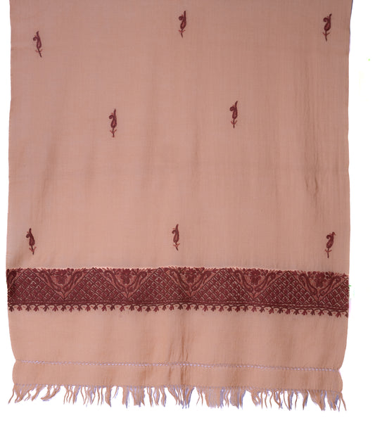 Pashmina Shawl - Cream with Dark Boundary