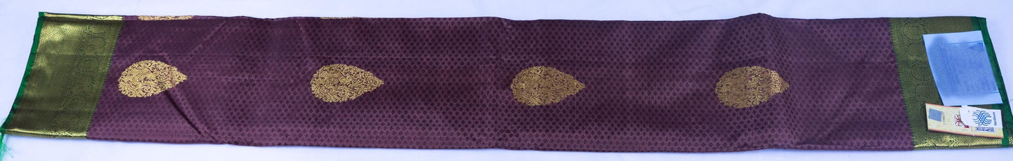 Handloom Kanjeevaram Purple-Brown Saree with Peacock Design & Gold Motifs
