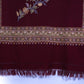 Kashmiri Hand embroidered stoles with Ari work on Merino wool for Winter - Purple with Flow Design