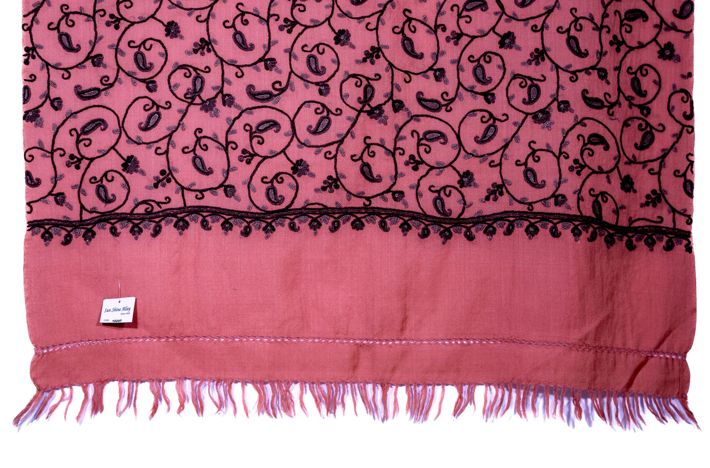 Kashmiri Hand Embroidered stoles with Ari work on Merino wool for Winter  - Dark Purple