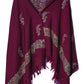Kashmiri Hand embroidered stoles with Ari work on Merino wool for Winter - Purple with  Design on the back Valentine Gift