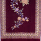 Kashmiri Hand embroidered stoles with Ari work on Merino wool for Winter - Purple with Flow Design
