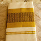 Elegant Kasavu White Set Saree with Brown Circles for Festive Occasions