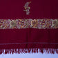 Kashmiri Hand embroidered stoles with Ari work on Merino wool for Winter - Purple with  Design on the back Valentine Gift