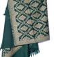 Kashmiri Hand embroidered stoles with Ari work on Merino wool for Winter - Green with golden design Valentine Gift