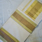 Elegant Kasavu White Set Saree with Brown Circles for Festive Occasions
