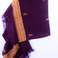 Kashmiri Hand embroidered stoles with Ari work on Merino wool for Winter - Purple with Golden Boundary Valentine Gift