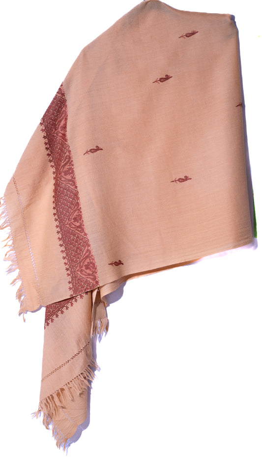 Pashmina Shawl - Cream with Dark Boundary