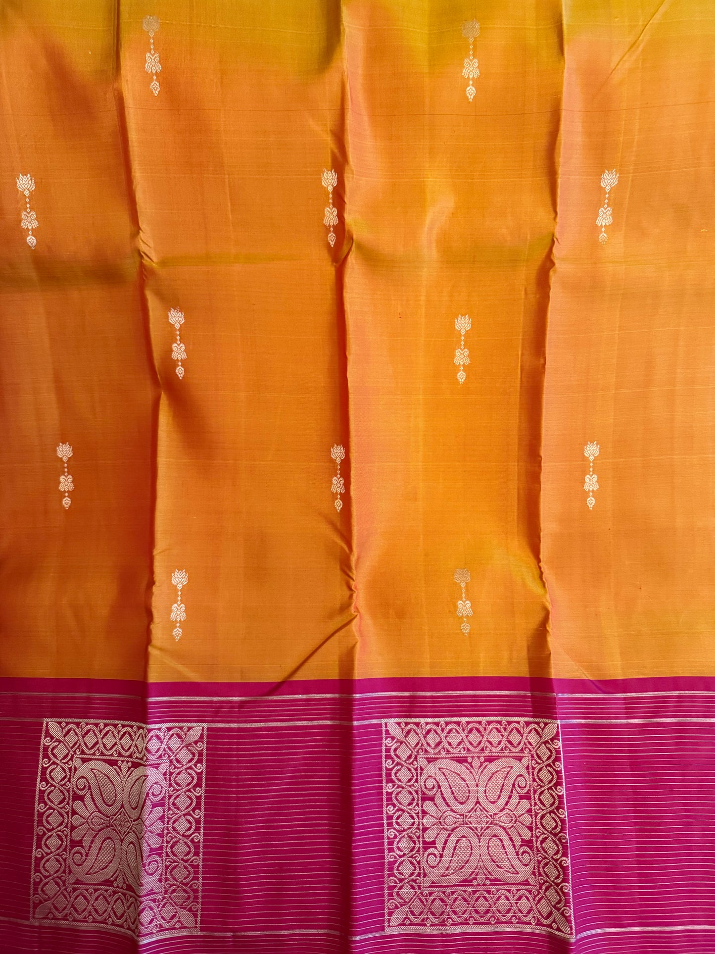 Handloom Kanjeevaram Bold Yellow Saree with Pink Patola Design