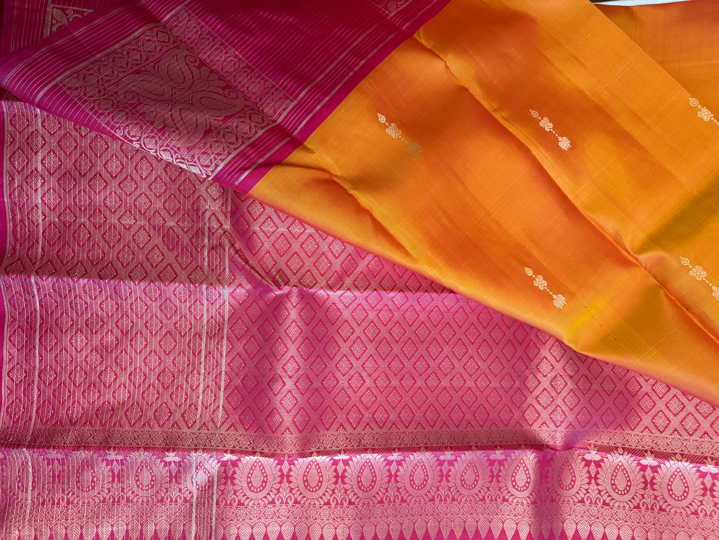 Handloom Kanjeevaram Bold Yellow Saree with Pink Patola Design