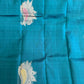 Handloom Teal Blue Silk Kanjeevaram saree with Gold & Silver Peacock Motif