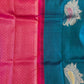 Handloom Teal Blue Silk Kanjeevaram saree with Gold & Silver Peacock Motif