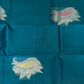 Handloom Teal Blue Silk Kanjeevaram saree with Gold & Silver Peacock Motif