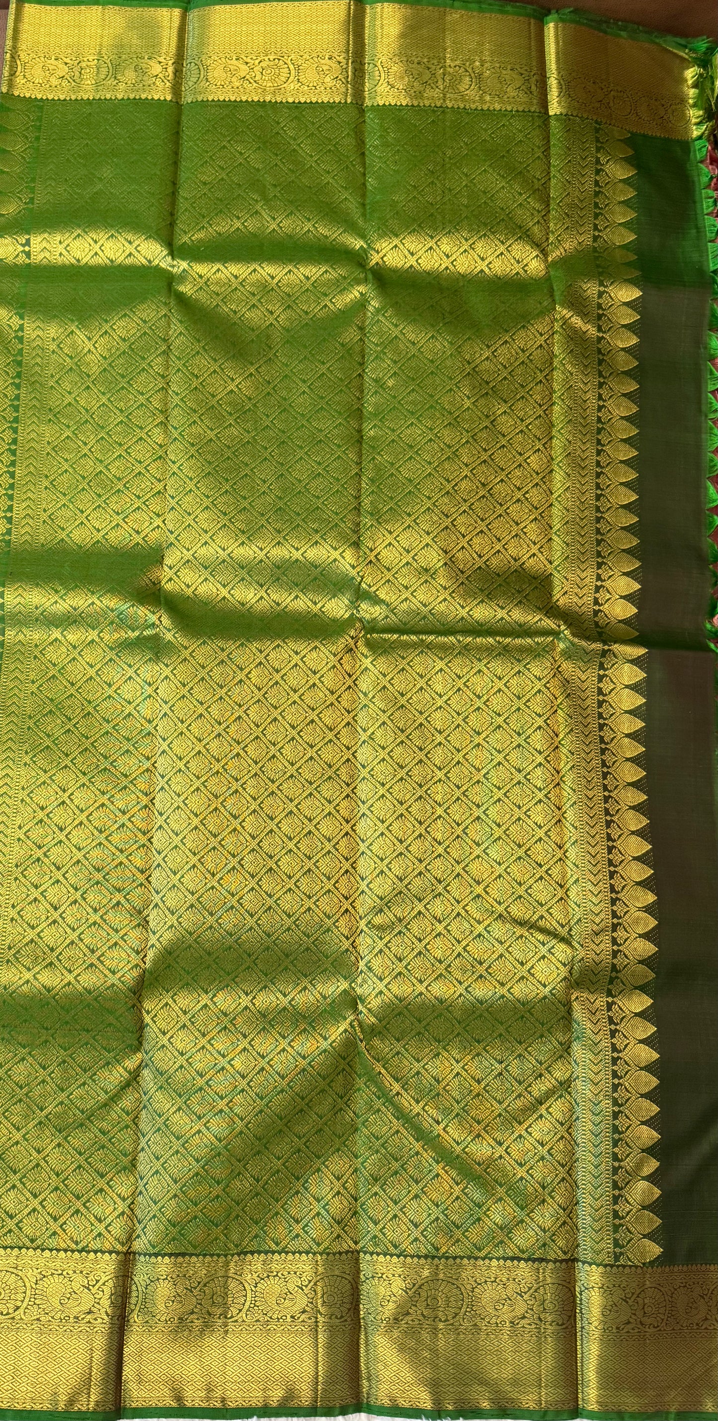 Handloom Kanjeevaram Purple-Brown Saree with Peacock Design & Gold Motifs