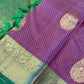 Handloom Kanjeevaram Purple-Brown Saree with Peacock Design & Gold Motifs