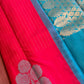 Handloom Pink Kanjeevaram Saree | Modern Blue and Golden Floral Design