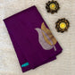 Handloom Kanjeevaram Violet Silk Saree, Gold & Silver Leaf Motifs
