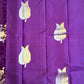 Handloom Kanjeevaram Violet Silk Saree, Gold & Silver Leaf Motifs