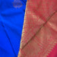Kanjeevaram Silk Saree | Royal Blue  body with Gold & Bronze Peacock Motifs