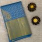 Handloom Kanjivaram Silk Saree in Enchanting Peacock Blue With Golden Border
