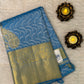 Handloom Kanjivaram Silk Saree in Enchanting Peacock Blue With Golden Border