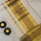 Elegant Kasavu White Set Saree with Brown Circles for Festive Occasions