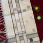 Elegant White Saree with Grey Kasavu Checks for Onam & Vishu Celebrations