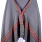 Kashmiri Hand embroidered stoles with Ari work on Merino wool for Winter - Grey with Orange boundary