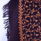 Kashmiri Hand embroidered stoles with Ari work on Merino wool for Winter - Purple with Flower pattern