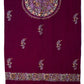 Kashmiri Hand embroidered stoles with Ari work on Merino wool for Winter - Purple with  Design on the back Valentine Gift