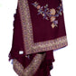 Kashmiri Hand embroidered stoles with Ari work on Merino wool for Winter - Purple with Flow Design