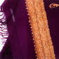 Kashmiri Hand embroidered stoles with Ari work on Merino wool for Winter - Purple with Golden Boundary Valentine Gift