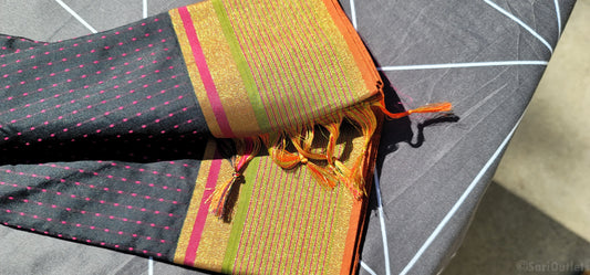 Elegant Soft Silk Saree with Black Weaving and Zari Border