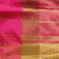 Sandal with contrast pink Soft silk Saree