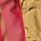 Sandal with contrast pink Soft silk Saree