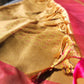 Sandal with contrast pink Soft silk Saree