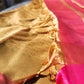 Sandal with contrast pink Soft silk Saree